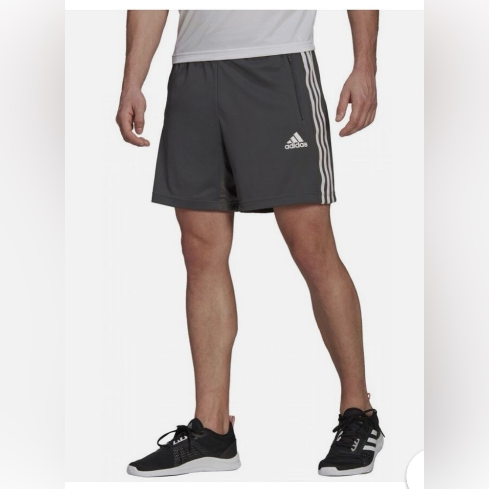 adidas Men's Dark Gray 3-Stripes Training Shorts